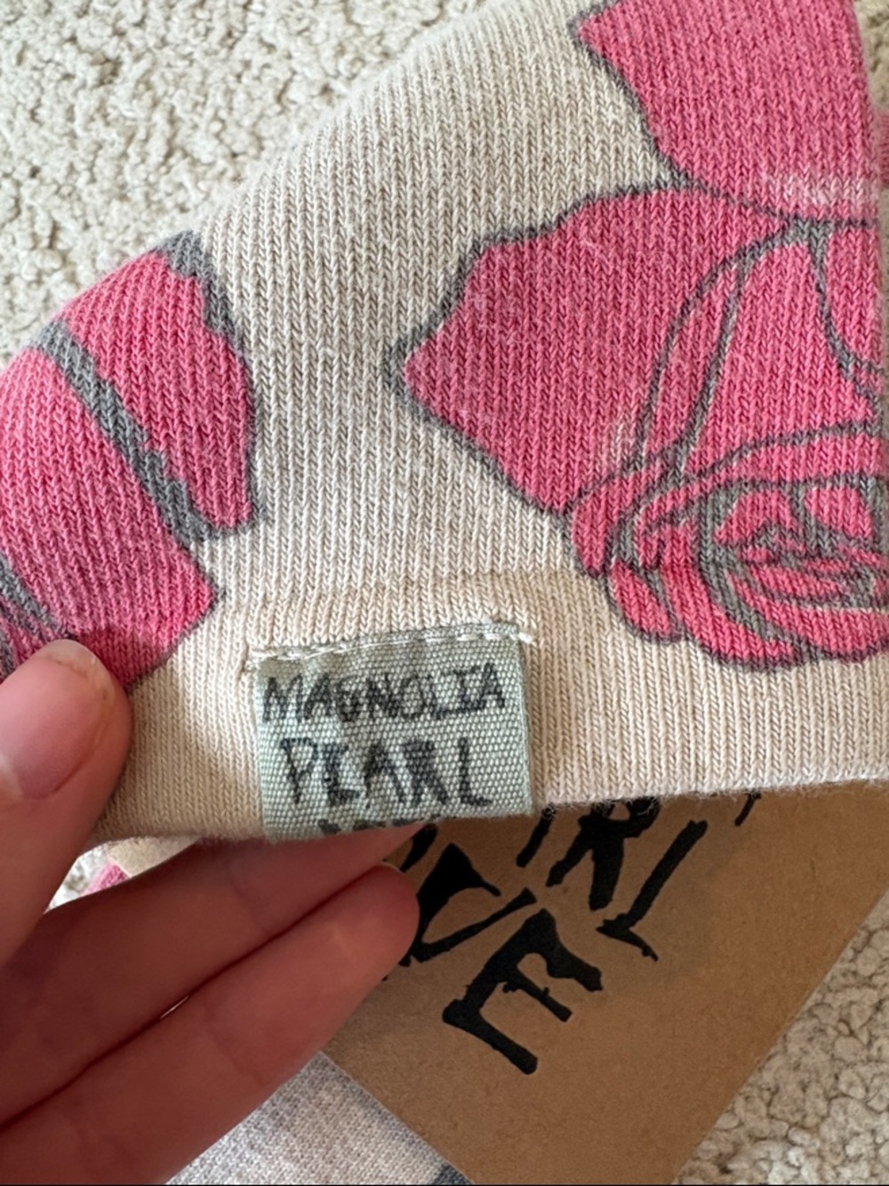 Magnolia Pearl Cream Floral Knee-High Socks - Pink & Green Rose Print - Picture 4 of 7